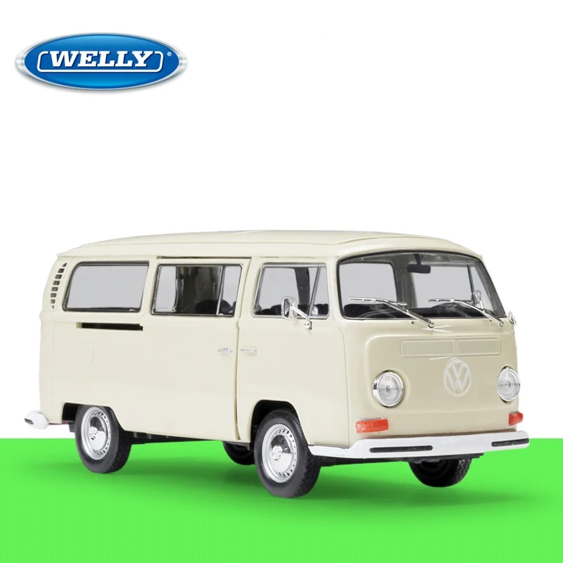 

Welly 1:24 Diecast VW T2 1972 T1 1963 Bus Red Cream Blue High Simulation Vehicle Alloy Metal Model Car