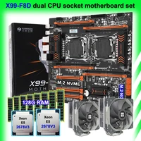huananzhi x99 f8d dual cpu motherboard with dual m 2 slot dual cpu xeon e5 2678 v3 cpu coolers brand ram 128g 816g ddr4 recc