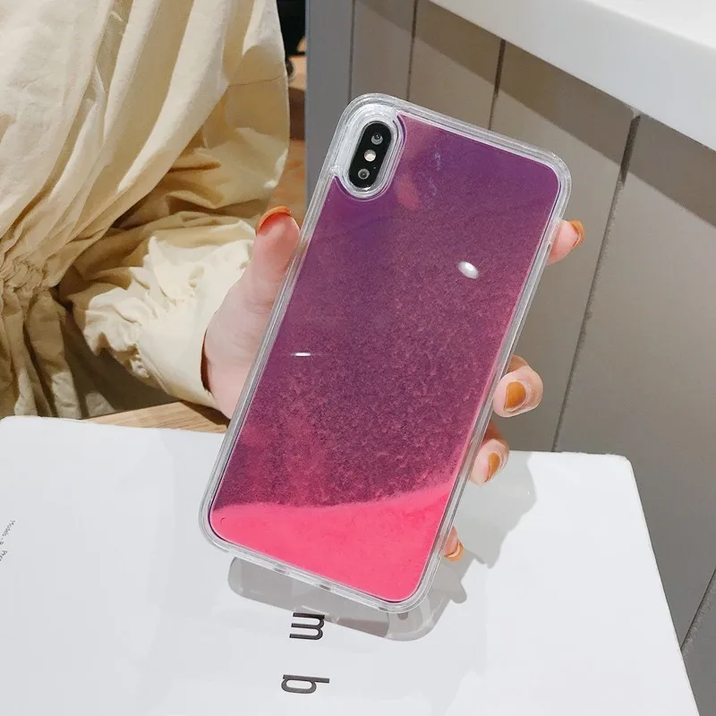 Светящийся неоновый песок чехол для Samsung Galaxy S8 S9 S10 E Plus Note8 9 10 Pro светящийся в