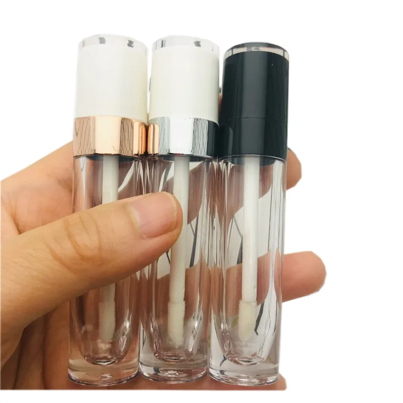 

New 5ML ABS Empty Lip Gloss Tubes with wand,Plastic Lipgloss Tubes White,Black Cap Cylinder lip glaze Cosmetic packing container