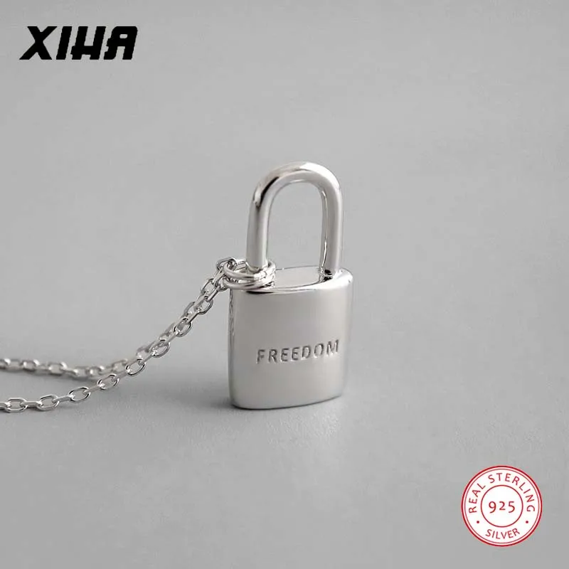 XIHA с винтажными цепями замок ожерелье для женщин в стиле панк 925 стерлингового