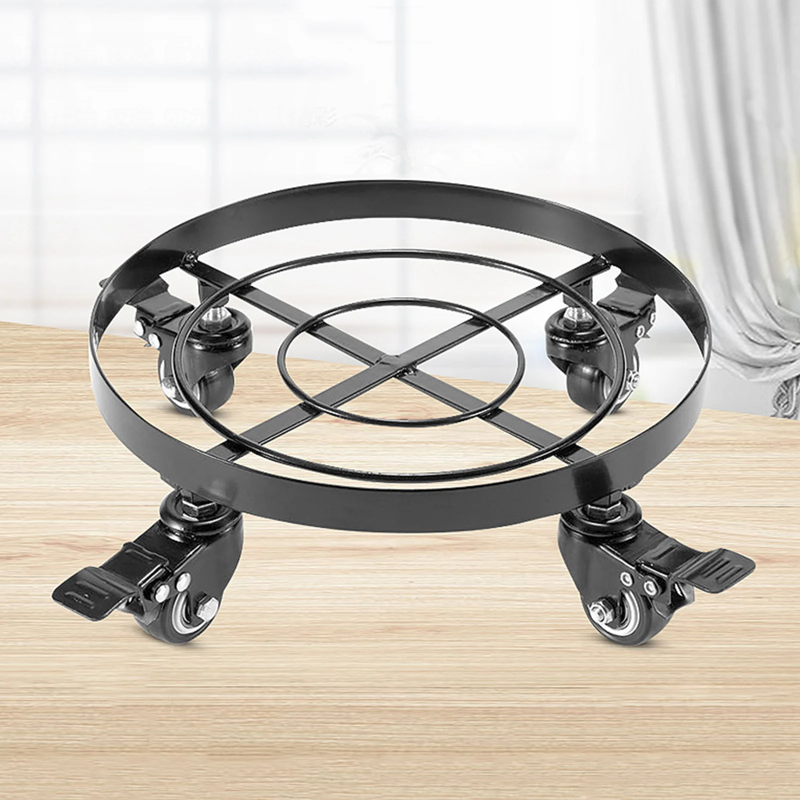 

Heavy Duty Iron Potted Plant Stand with Wheels Round Flower Pot Caddy Rack