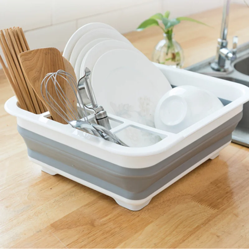 

Foldable Dish Rack Kitchen Storage Holder Drainer Bowl Tableware Plate Portable Self Drying Rack Dinnerware Organizer Camping