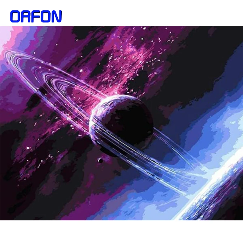 

ORFON Purple Planet DIY Frame Paint By Numbers Wall Art Picture Room Decoration Painting By Numbers For Wall Decor Gift
