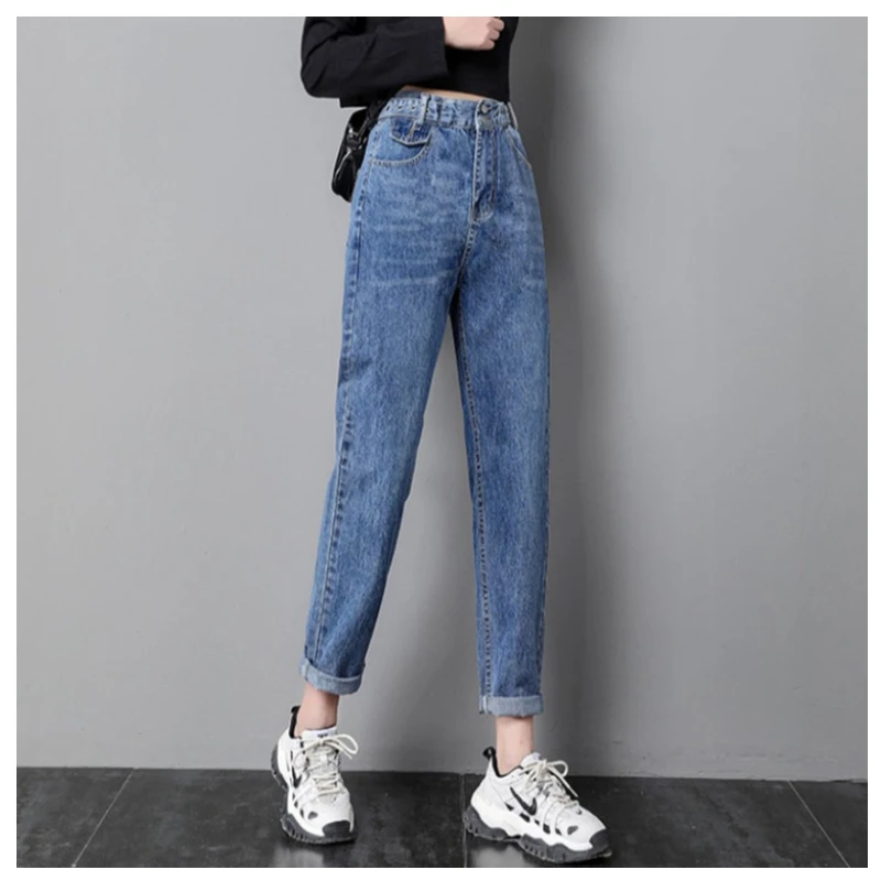 Female Clothing Autumn Loose And Thin Straight Radish Harem Pants Polyester Casual High Waist All-Match Jeans Nine-Point Pants