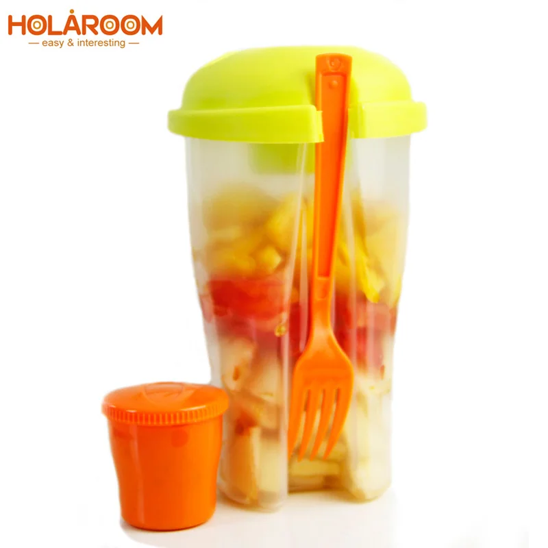 Чашка для фруктов и салата портативный шейкер вилка контейнер свежего спорта на