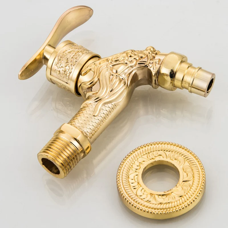 

Washing Machine Faucet Retro Vintage Carved Home Sink Garden Single Faucet Water Tap DO