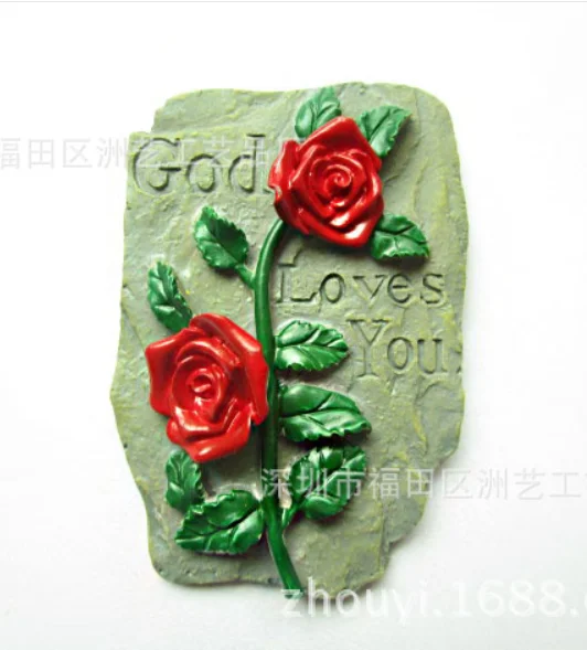 

3d Fridge Magnets Sharon's Rose Hand Painted Resin Refrigerator Stickers Wedding Gift Christian Refrigerator Paste Home Decor