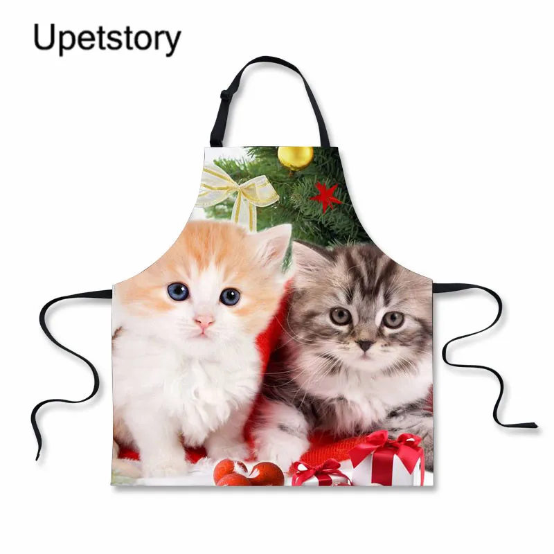 

Upetstory1Pcs Kawaii Cat Printed Kitchen Apron for Woman Man Sleeveless Aprons for Cooking Home Cleaning Tools 72*65cm