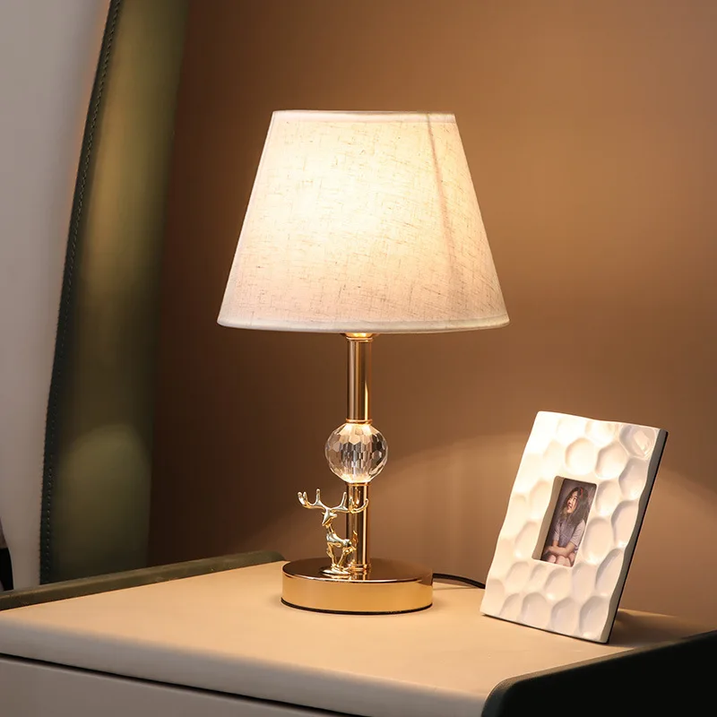 

E27 Antler Crystal Table Lamp Bedside Lamp Hotel Fashion Living Room American Decorative Lamp Table Lamp Lamp for Bedroom