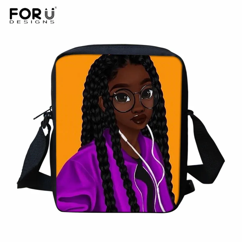 Z5116E FORUDESIGNS Cross сумка для девочек африканская темнокожая девушка печать детская сумка-почтальон мини афро леди женская маленькая через плечо сумки Bolso - Цвет: Z5116E