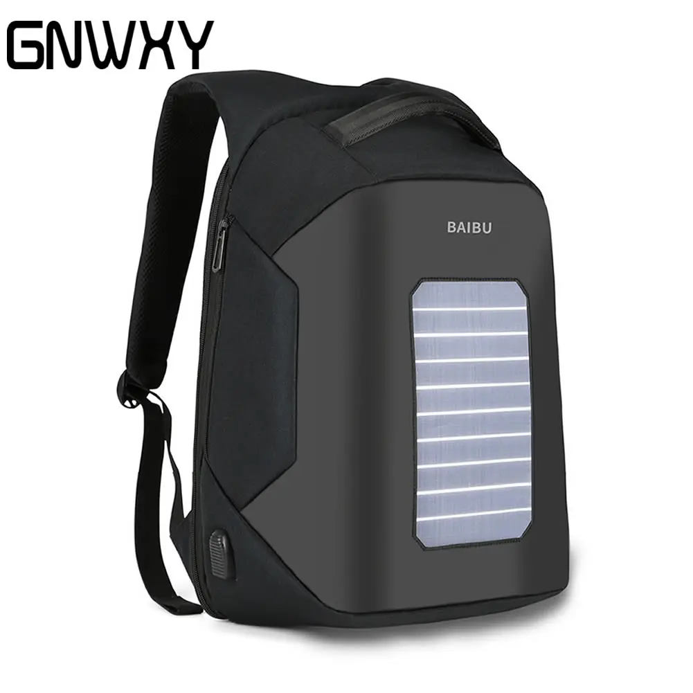 GNWXY Urban Anti Theft Backpack External USB Charging Men Laptop Bag Leisure Travel Solar Rechargeable School Bag Dropshipping