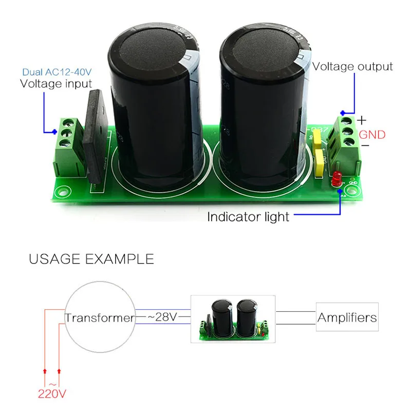 Rectifier Filter Capacitor Dc Dual Power Supply Module for Amplifierl Ac To Board Diy Kit | Электроника