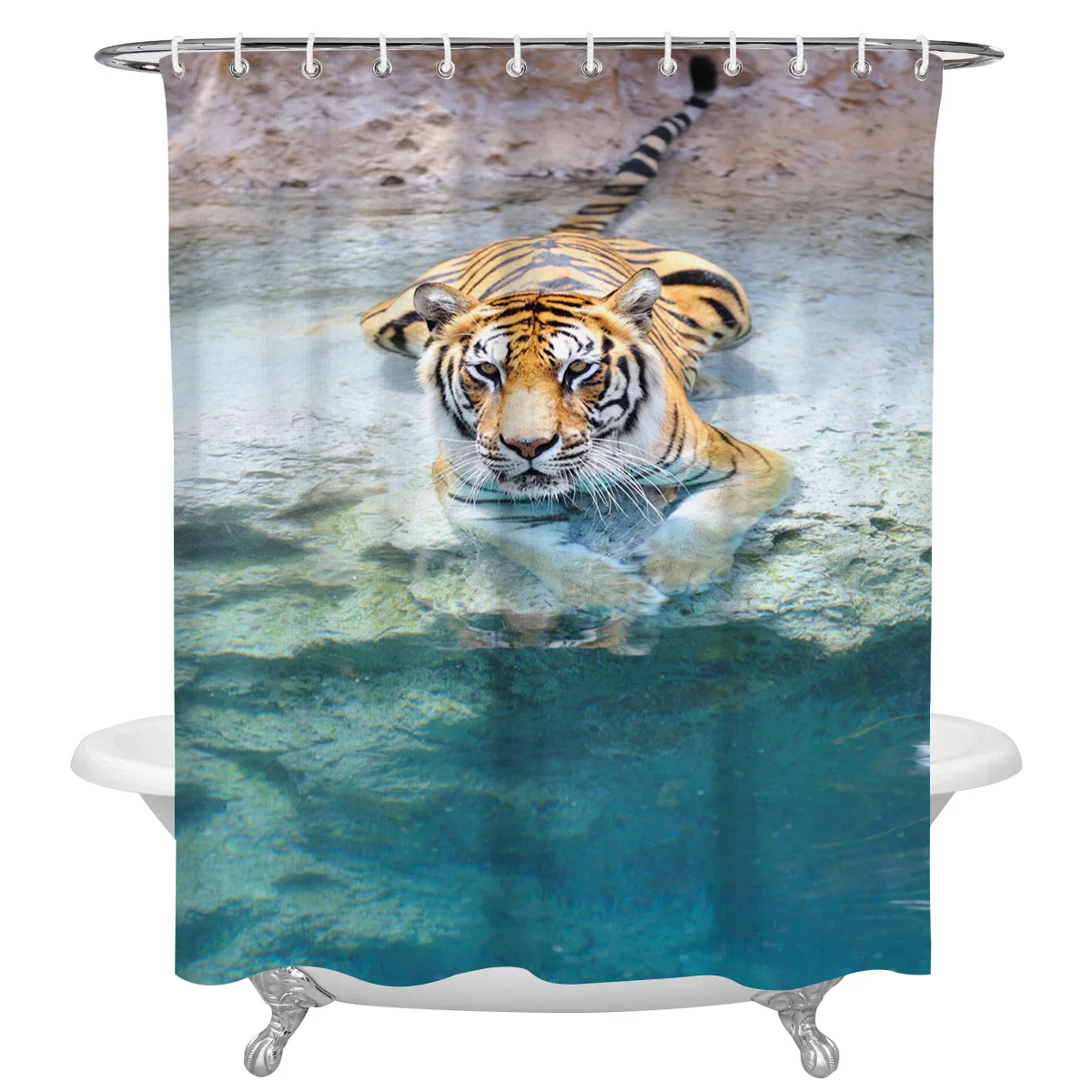 Животный тигровый камень Бенгальский Тигр занавеска для душа украшение дома