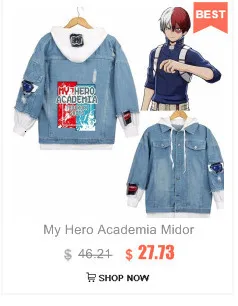 My Hero Academy Midoriya izku Todoroki Shoto/джинсовая куртка для костюмированной вечеринки, повседневные осенние джинсы с капюшоном, имитация двух частей, верхняя одежда унисекс