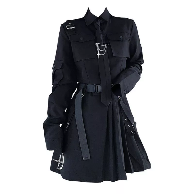 Frühling Harajuku Streetwear Zwei-Stück Rock Frühling Oversize 4XL Punk Kette Band Röcke Frauen 2 Stück Anzug Für Weibliche