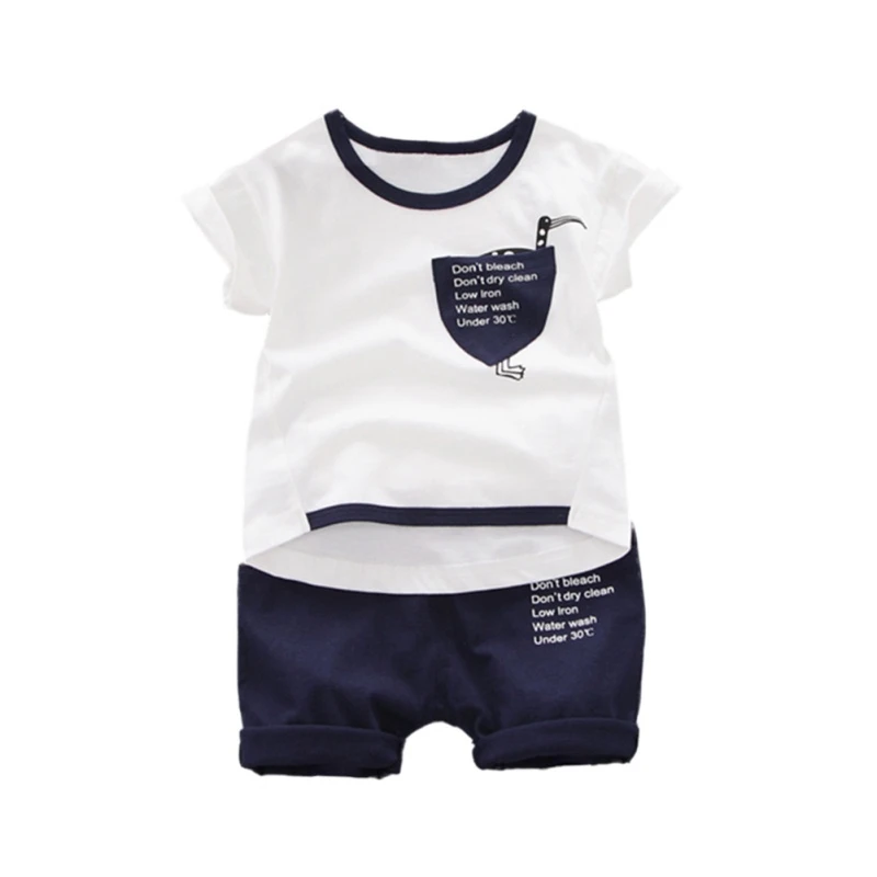 Летняя Повседневная хлопковая одежда для маленьких мальчиков с мультяшными