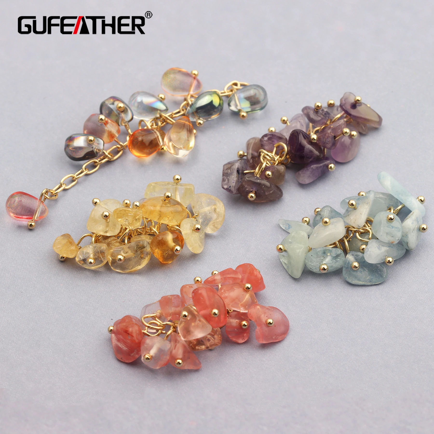 GUFEATHER M466, ювелирные аксессуары, сережки на цепочке, бусины натуральный камень, 18k позолоченные, ручная работа, diy серьги, изготовление ювелирных изделий, 4 шт./партия