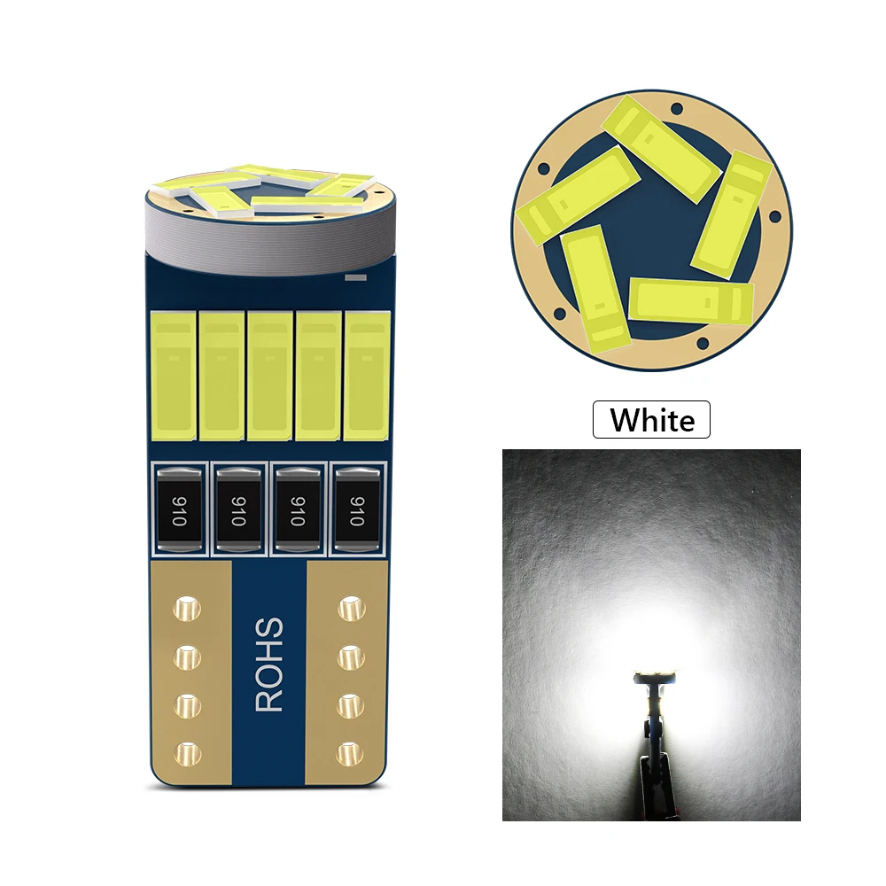 

2 шт. Canbus T10 W5W 168 194 Светодиодные лампы 15SMD 4014 чипов без ошибок освещения номерного знака автомобиля для чтения карт купольная лампа 12 В 6000 К Белый