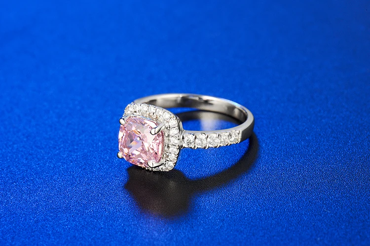 6*6 мм VS1 F тестовое положительное кольцо Moissanite 14k из белого золота 1CT Lab Halo Подушка