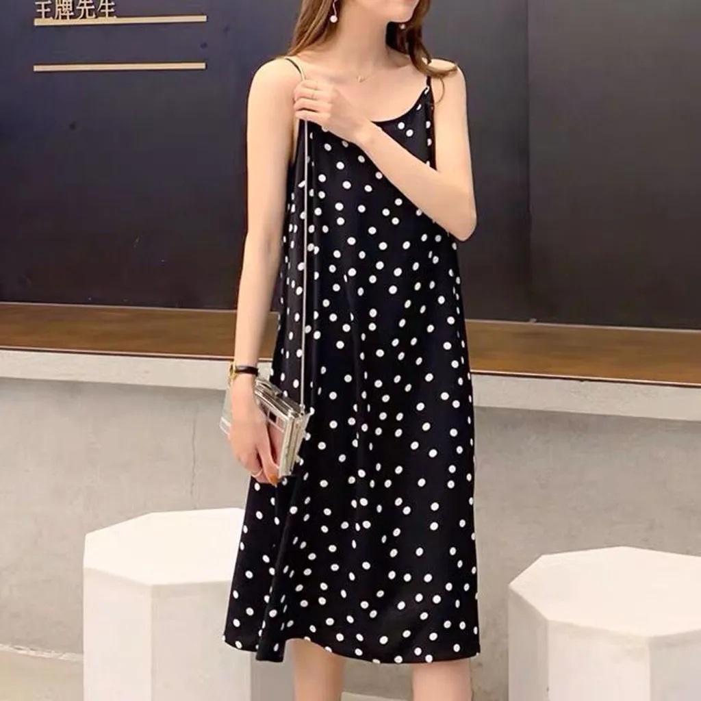 Платье женское в горошек повседневная Милая Элегантная кофта без рукавов разные