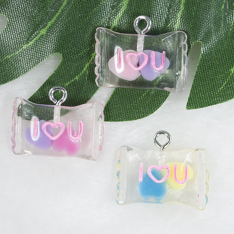 

30pcs/lot 21*14mm Flatback resin sweet candy charms perfect for pendants,earrings diy Keychain parts