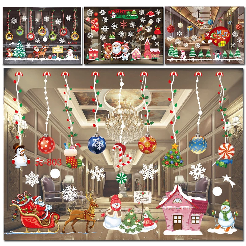 Санта-Клаус Лось Рождественская наклейка s для розничного магазина окна на окно