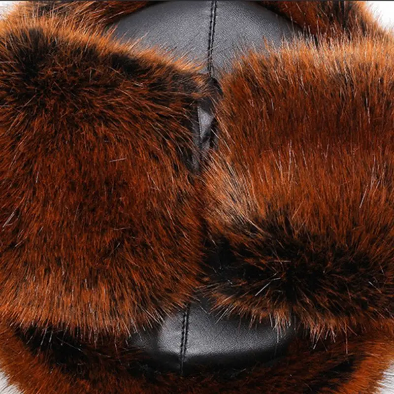 Унисекс зимняя шапка-бомбер из искусственной кожи утолщенная плюшевая уличная