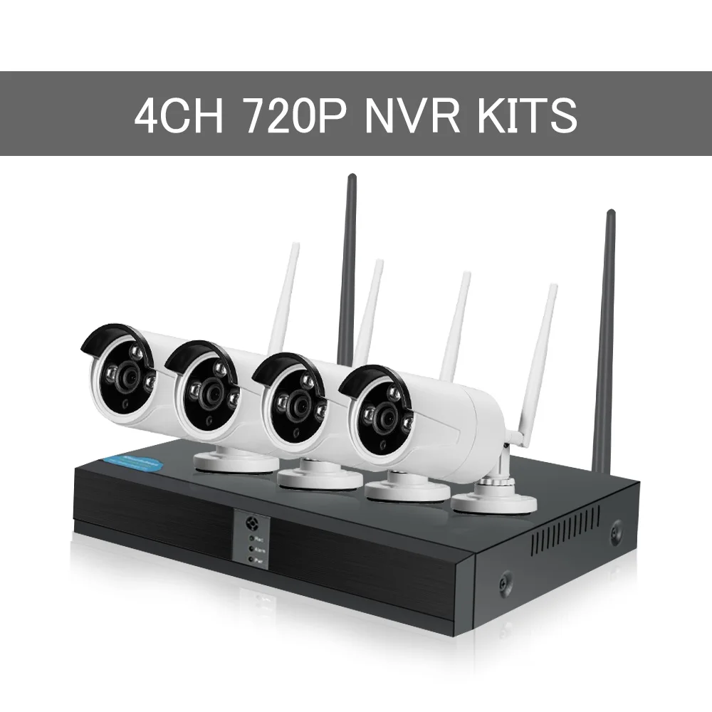 Ip-камера 720 P, Wifi, NVR, комплект, для улицы, водонепроницаемая, видеонаблюдение, 4CH DVR, CCTV камера, система, беспроводная камера безопасности, система p2p - Цвет: 4CH 720P NVR Kits