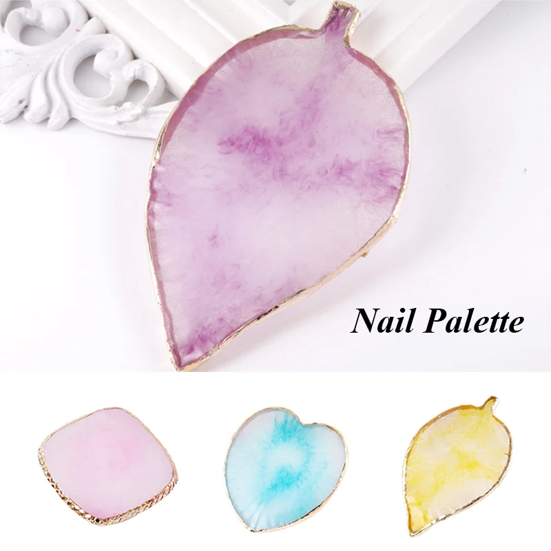 

1PC Resin Stone Color Palette False Nail Tips Drawing Nail Color Palette Love Heart Leaf Type Nail Art Display Pad