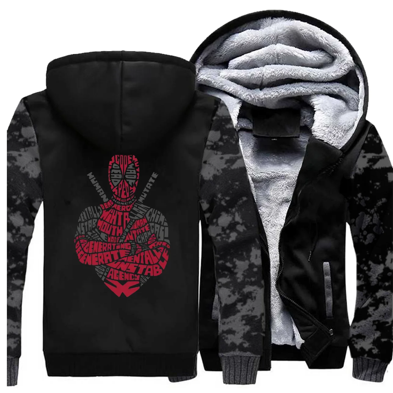 Deadpool Winter Jacket Men Fleece Thick Camo Warm Funny Anti Hero Mens Jackets And Coats Hoodie Sweatshirt Dead Pool Sportswear | Мужская