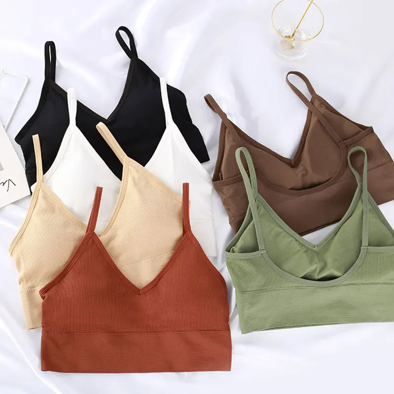 

Seamless Sports Bra Women Fitness Top High Stretch Sport Brassiere Solid Color Camisole Breathable Backless Sexy Gym Cropped Top