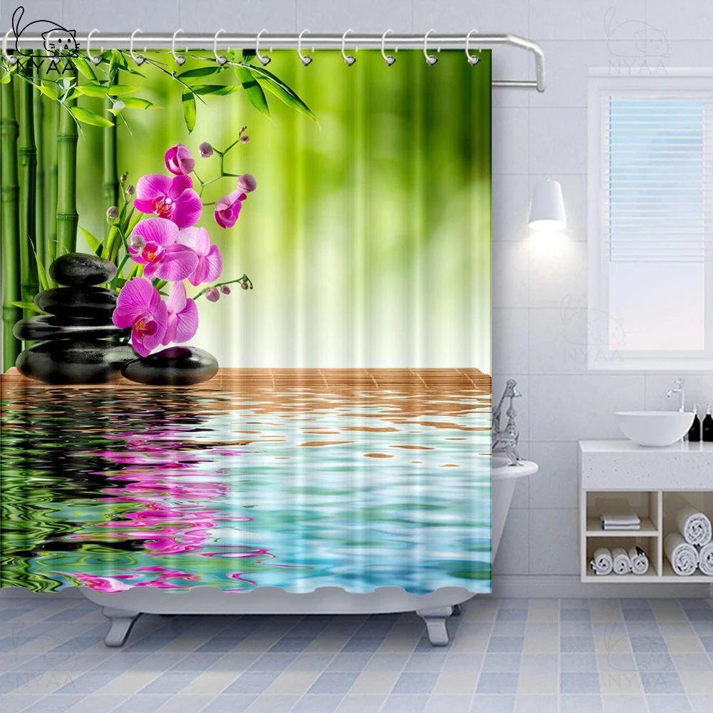 Декоративная занавеска для душа NYAA Spa напольный коврик с бамбуковым деревом