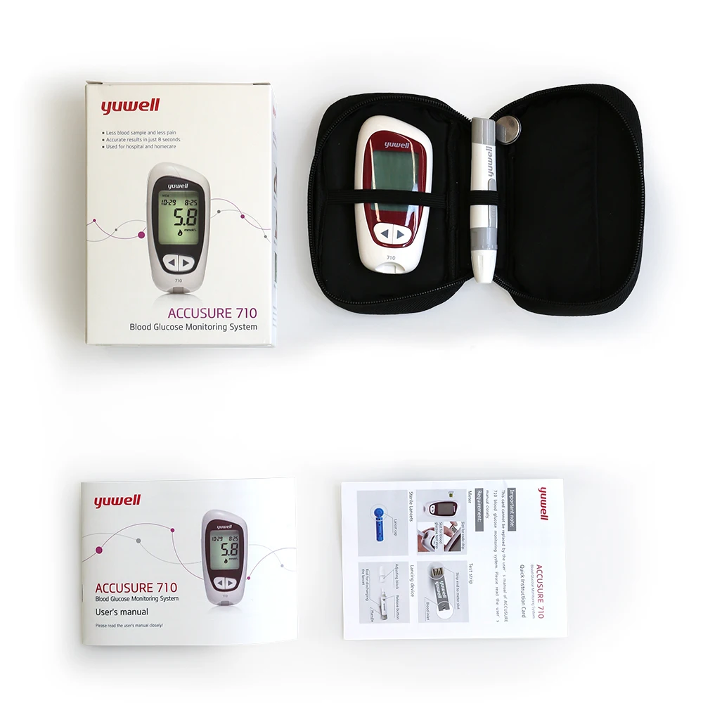 Глюкометр Yuwell 710, медицинский измеритель уровня сахара в крови, глюкометр для обнаружения диабета 1+ 50/1+ 100/100 шт, тест-полоски