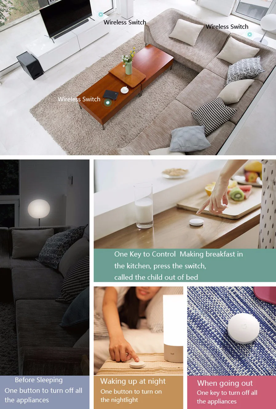 

Original Xiaomi Smart Wireless Switch for xiaomi Smart Home House Control Center Intelligent Multifunction White Switch