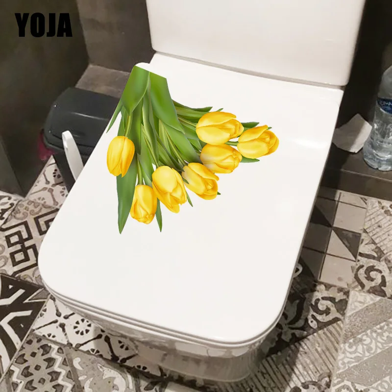 

YOJA 23,2 × 22,8 см желтый тюльпан дом, ванная, туалет наклейки Современный Декор Наклейки на стены T1-3059