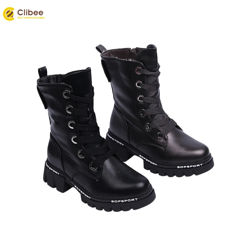 Зимние детские ботинки Clibee мартинсы из искусственной кожи зимние для девочек