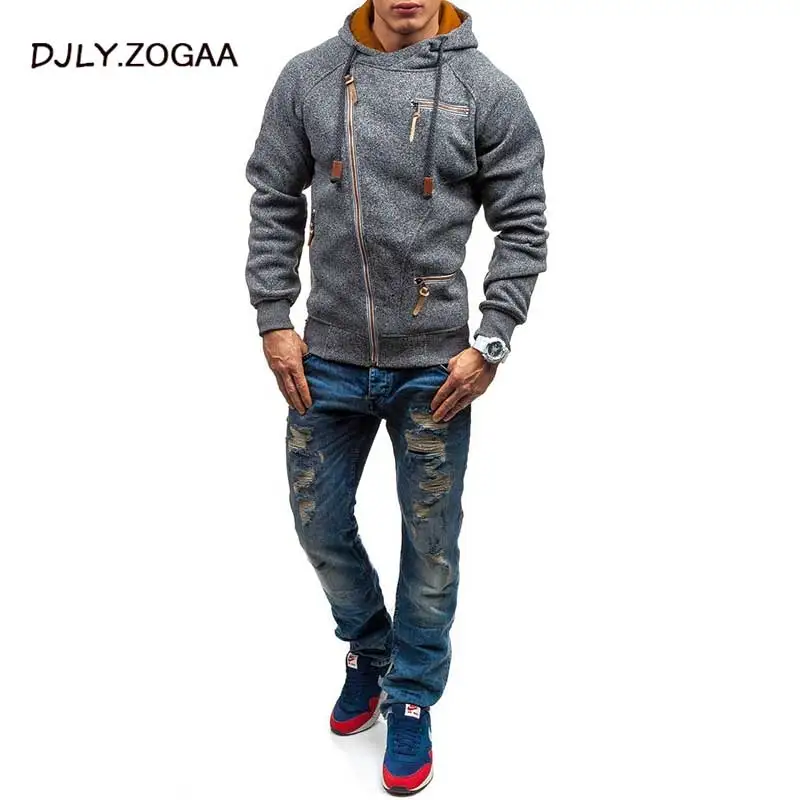 

ZOGAA 2021 Autumn Winter New Men's Hooded Hoodie Fashion Wild Hoodies Zipper Solid Sweatshirts Coat Large Size M-4XL