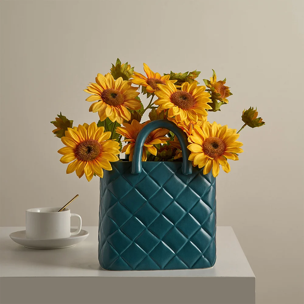 

Bathroom Decoration Accessories Flower Vases For Home Modern Plant Pots Decorative Ceramic Flower Basket Model Living Room Decor