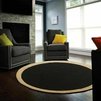 Carpet 100% Natural Jute Hand-made Round Double-sided Woven Carpet Modern Area Rug