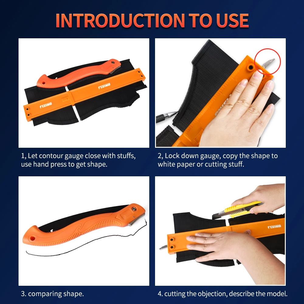 

Brand Connection Contour Gauge Profile Tool Alloy Adjustable Lock Edge Shaping Wood Measure Ruler Tiles Meethulp Gauge