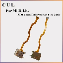 SIM Card Holder Socket Flex Cable for Xiaomi Mi 11 Lite M2101K9AG, M2101K9AI Mobile Phone Replacement Parts