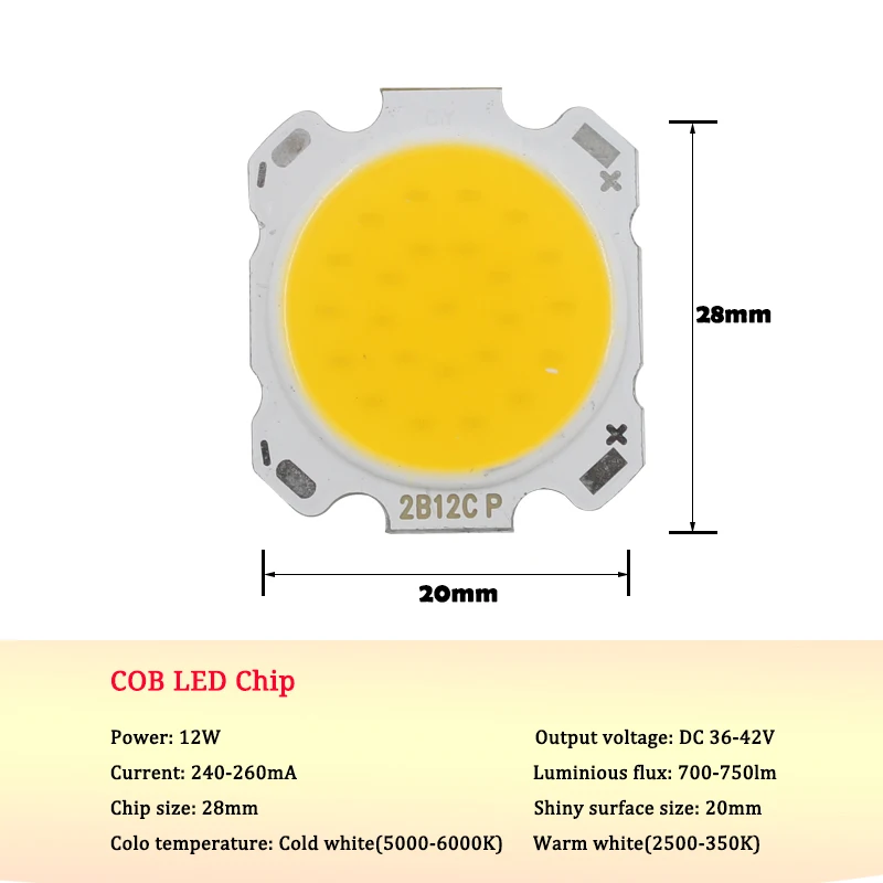 10 шт. 3 Вт-30 Вт COB Led чип диоды поверхностный светильник для светодиодные лампы Точечный светильник уличный светодиодный светильник - Испускаемый цвет: 12W