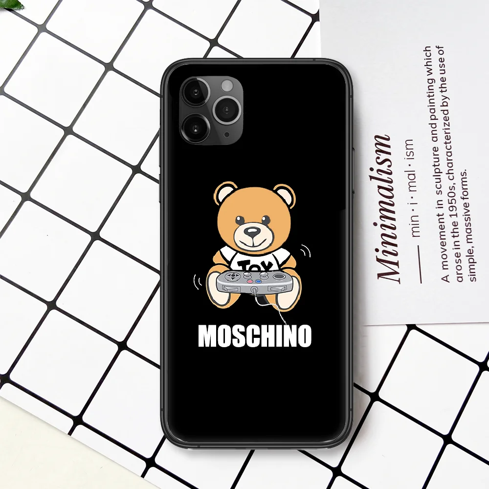 

Italian Cute Bear Brand Phone Case Cover For Iphone 5 5S 6 6S PLUS 7 8 11 12 Mini X XR XS PRO SE 2020 MAX black Funda Painting