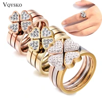 fashion valentine day gift 3 round heart ring sets for women crystal engagement finger rings wedding jewelry wholesale