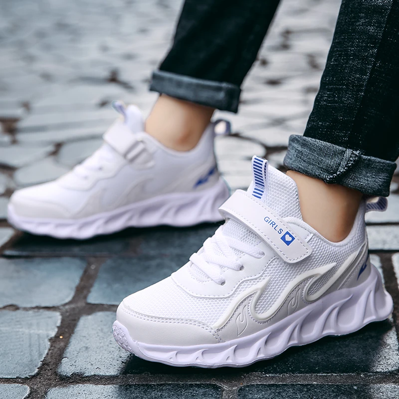 

White Kids Sport Shoes Breathable Mesh Boys Girl Running Sneakers Lightweight Classic Casual Children Walking Non-slip Size28-40