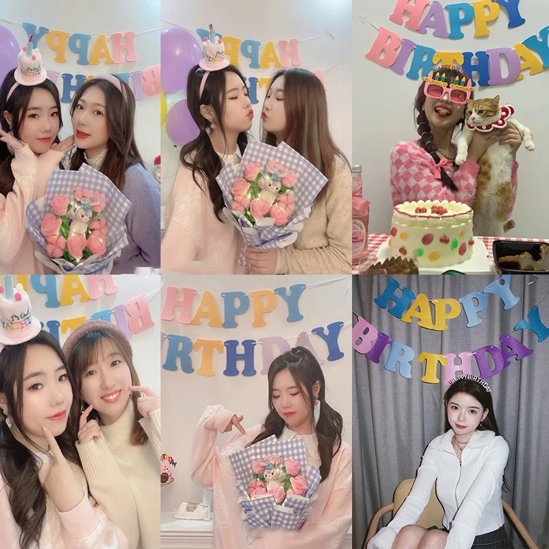 

Colorful Birthday Letter Banner Flag Happy Birthday Banner Macaron Decor Baby Shower Decoration Girls First Birthday Supplies