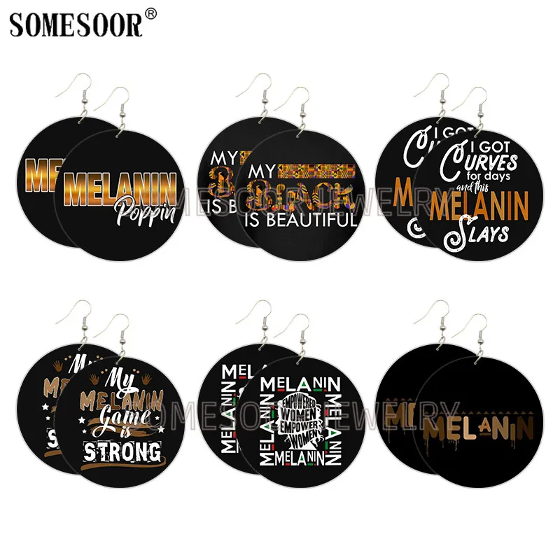 SOMESOOR сильные африканские деревянные серьги из меланина черные высказки