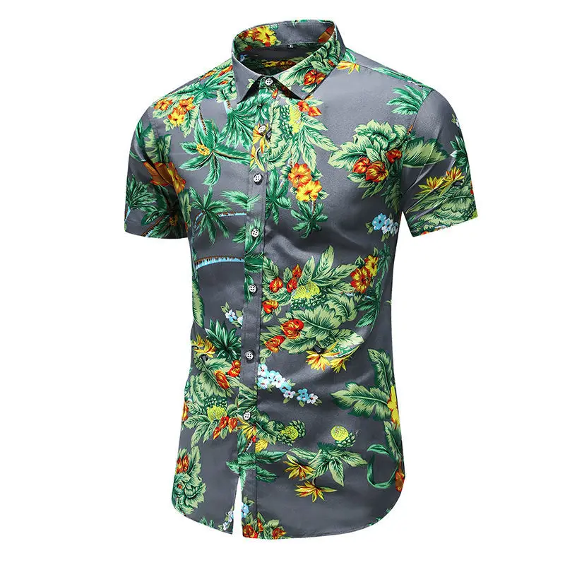 

2021 Fashion Mens Short Sleeve Hawaiian Shirt Fast drying Plus Size Asian Size M-5XL Summer Casual Floral Beach Shirts For Men