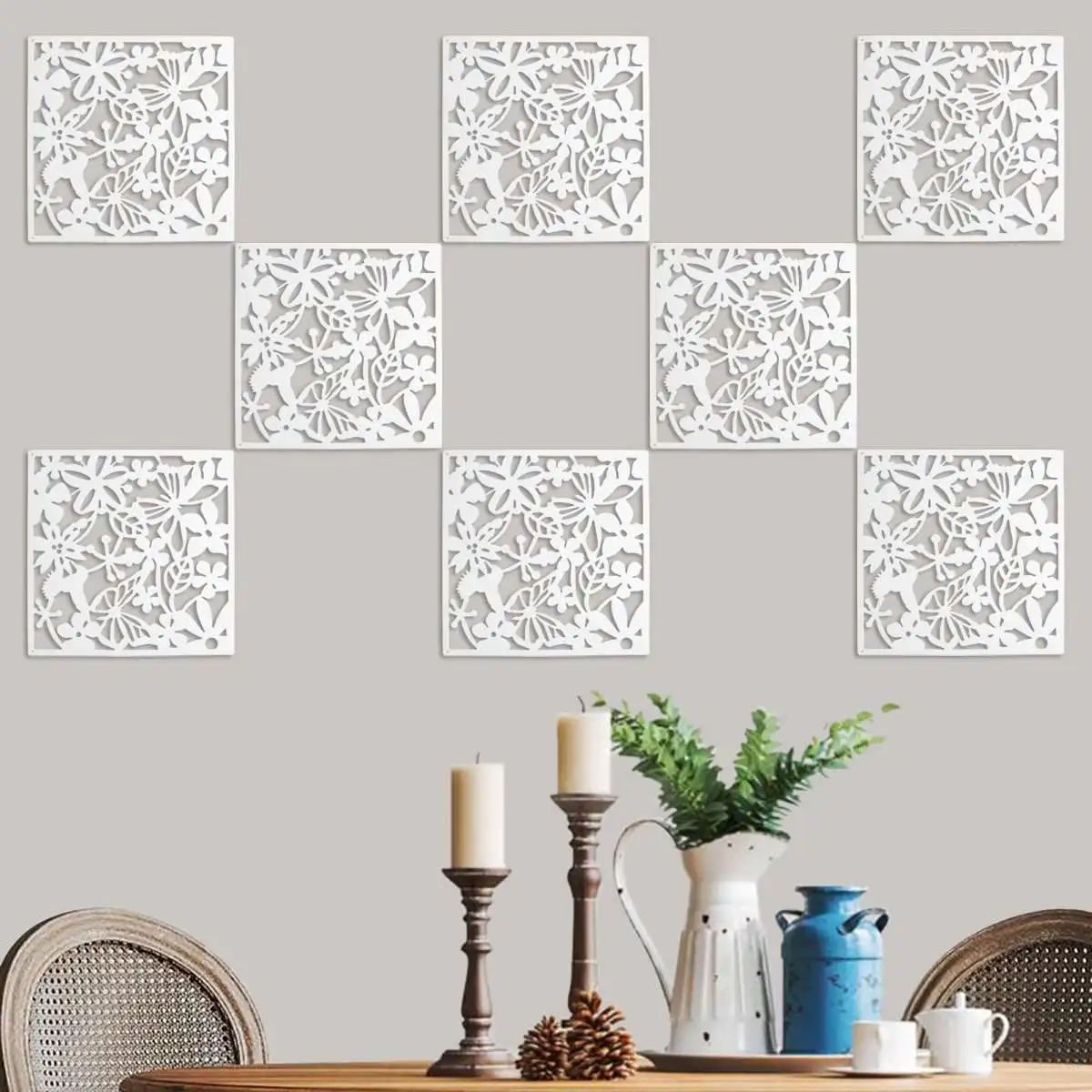 Для дома моды 12 шт Бабочка с птицей и цветами висит Экран перегородка